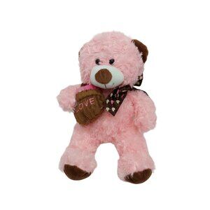 Hugfun Teddy Bear Plush Stuffed Animal Pink Brown Love Cupcake Valentines 11"